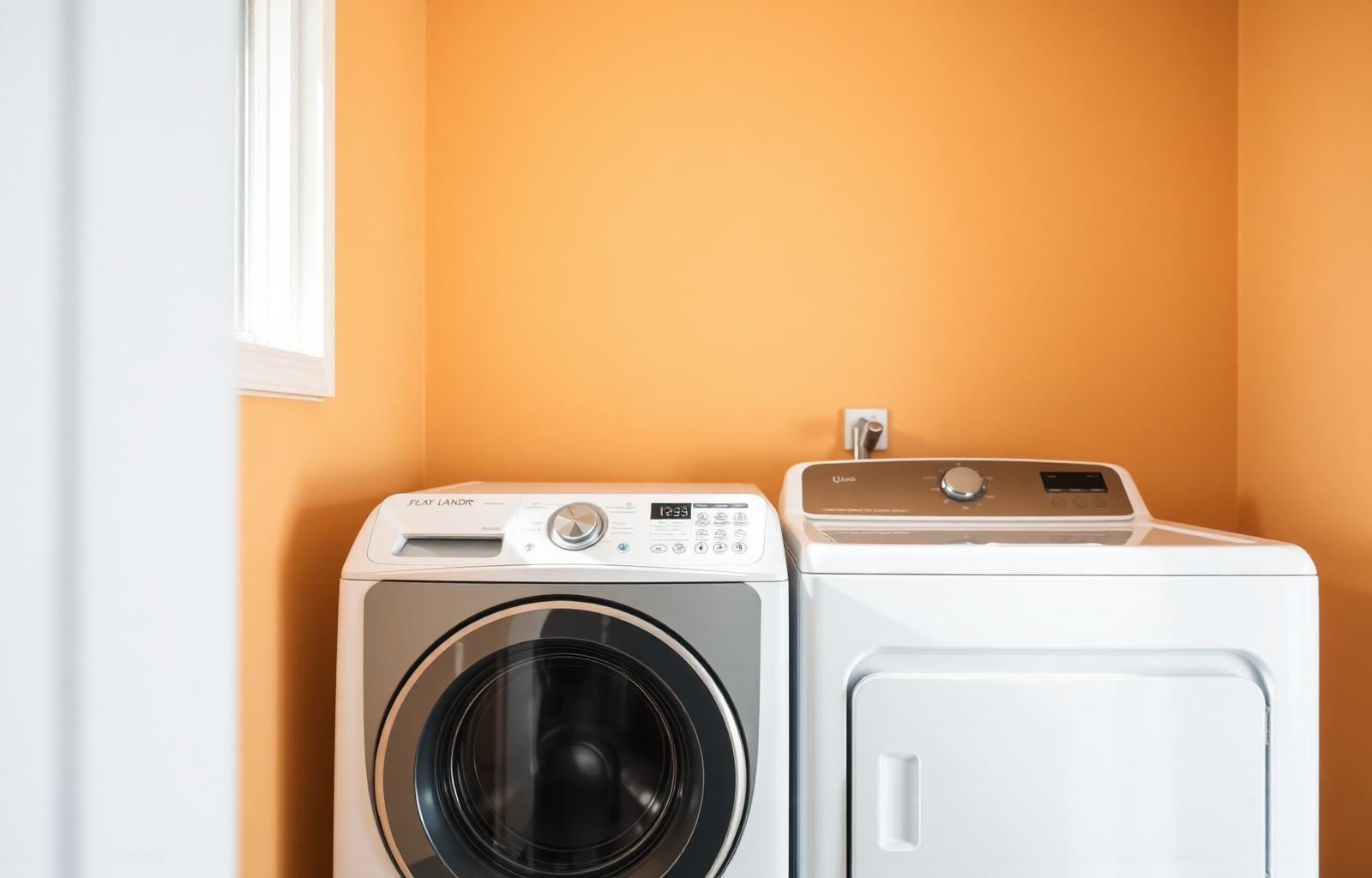 Washer and dryer in a bright laundry room